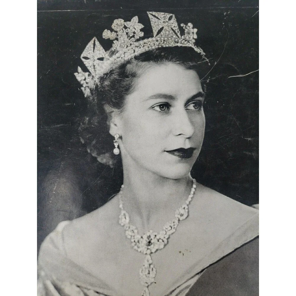 VTG 1950s Tablet Unlined Writing Drawing Paper with Photo of Queen Elizabeth II